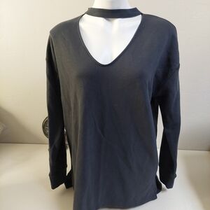 Victoria Sport Dark Gray Sweater Tunic S Pullover Choker Spellout Oversized Soft